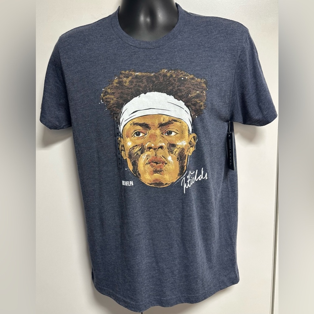 Chicago Bears Justin Fields 500 Level Premium Portrait T-Shirt
